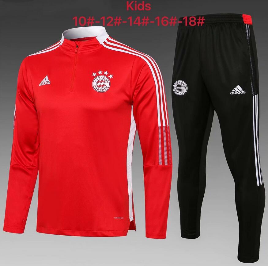 Kids 2021/22 Bayern Munich Red Sweatshirt and Pants Training Kits